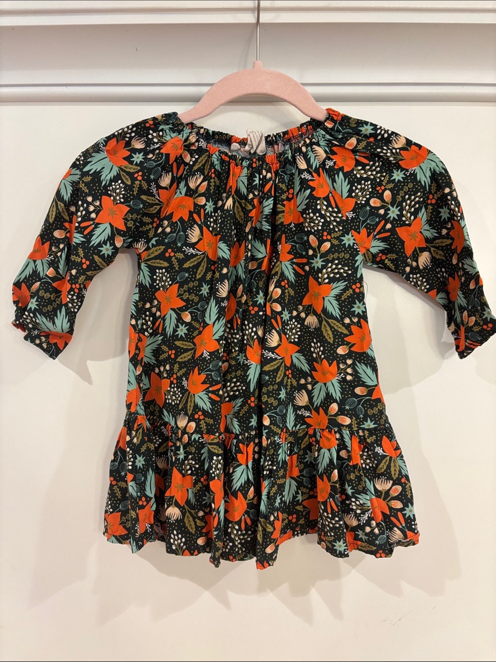 Rifle Paper Co. Holiday Dress 3T Boho Poinsettia Floral Peasant Ruffle